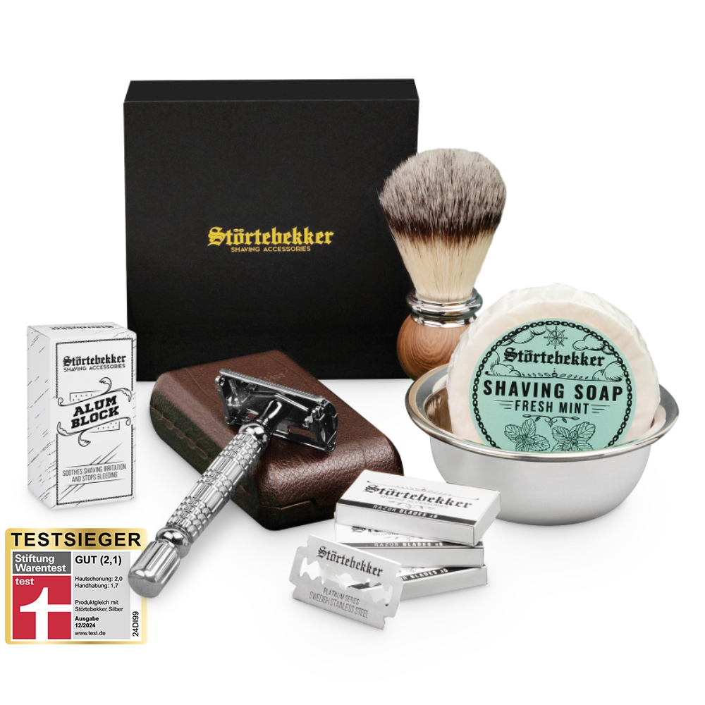 Shaving Set - Safety Razor Silver