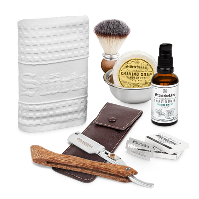 Rasurpflege Set Premium - Rasiermesser Holz