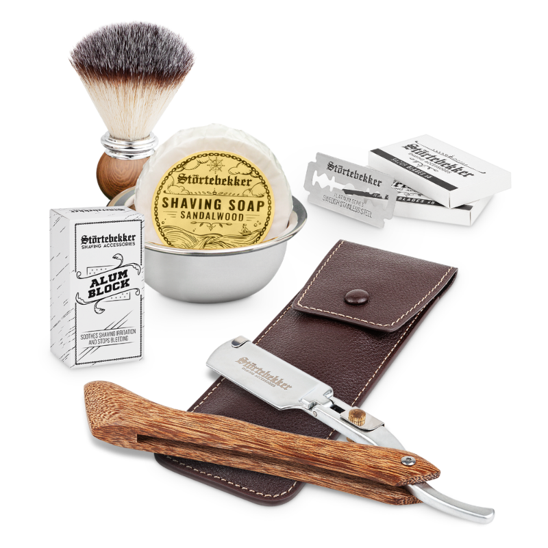 Shaving Set - Straight Razor Wood