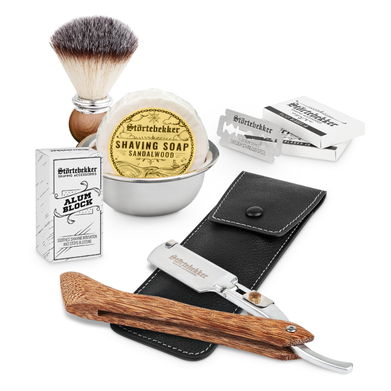 Shaving Set - Straight Razor Wood