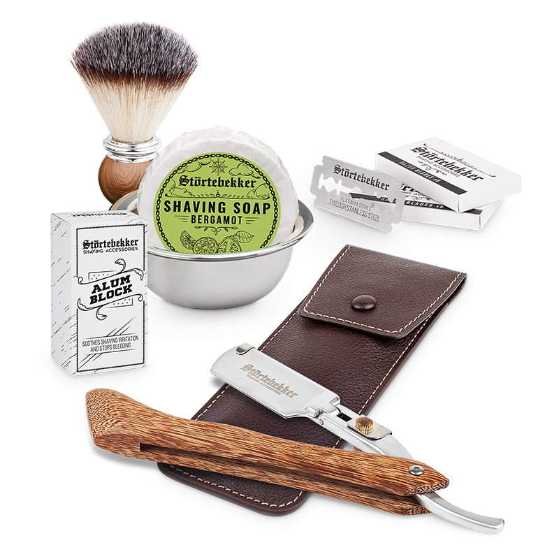 Shaving Set - Straight Razor Wood