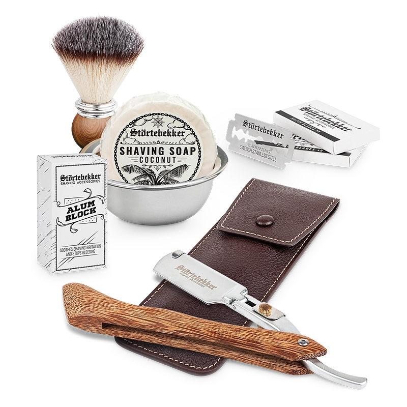 Shaving Set - Straight Razor Wood