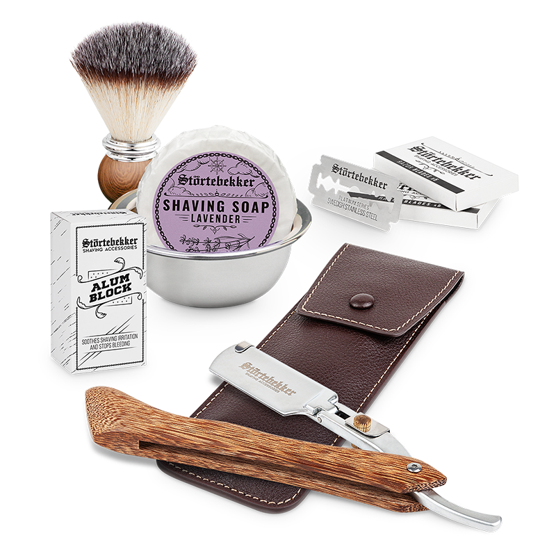 Shaving Set - Straight Razor Wood