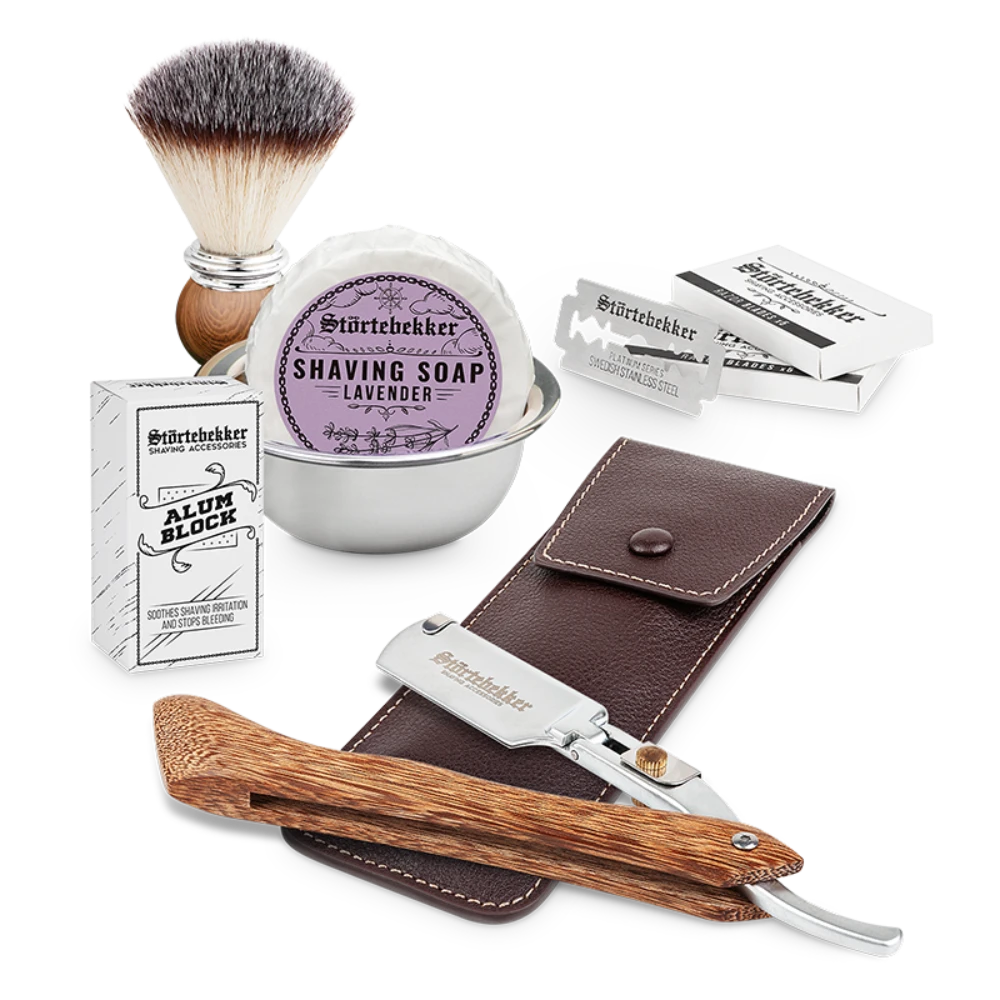 Shaving Set - Straight Razor Wood