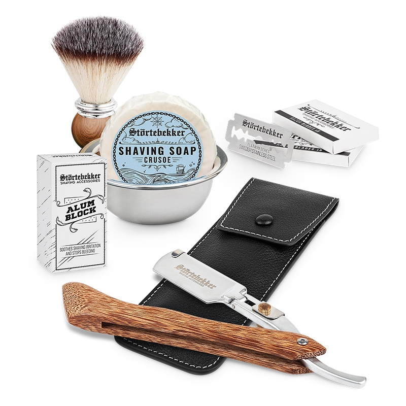 Shaving Set - Straight Razor Wood