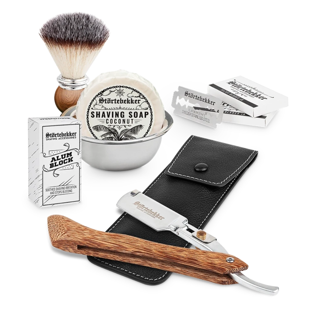 Shaving Set - Straight Razor Wood