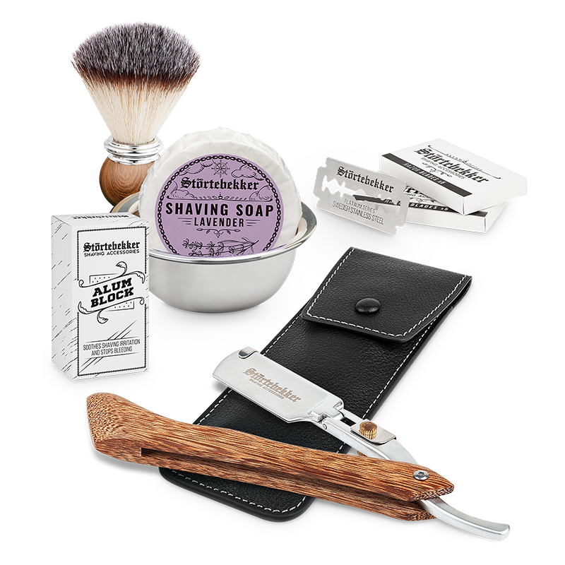 Shaving Set - Straight Razor Wood