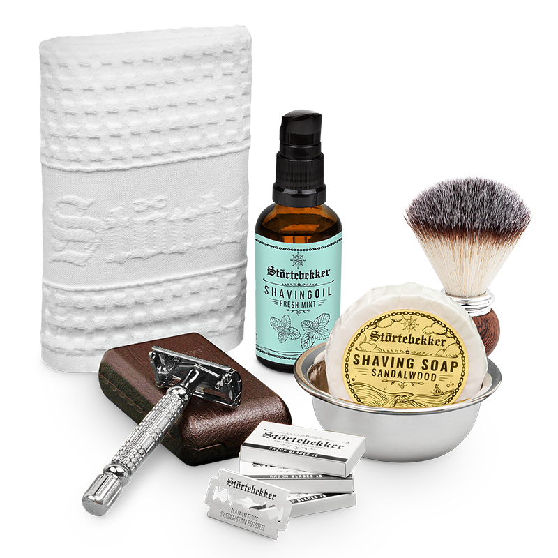 Shaving Care Set Premium - Safety Razor Silver