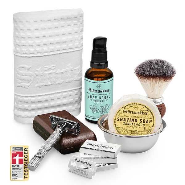 Shaving Care Set Premium - Safety Razor Silver