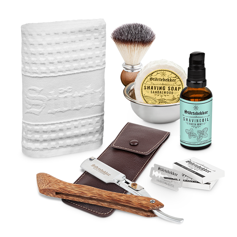 Shaving Care Set Premium - Straight Razor Wood