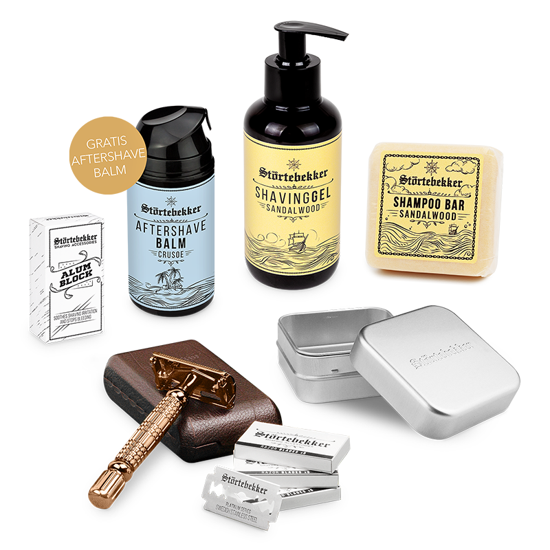 Shower & Shave Essential Set - Rasierhobel Rosé - Gold