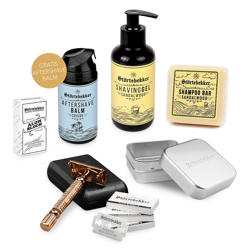 Shower & Shave Essential Set - Rasierhobel Rosé - Gold