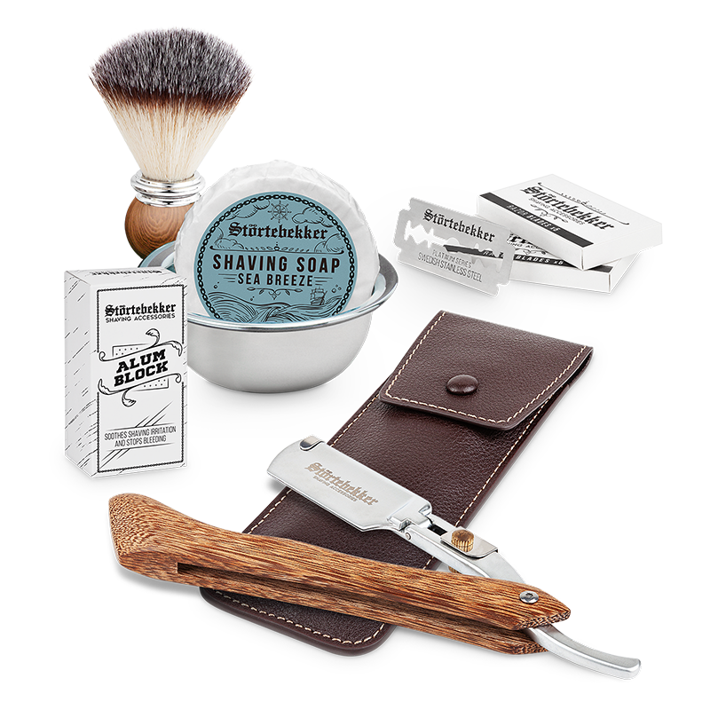 Shaving Set - Straight Razor Wood