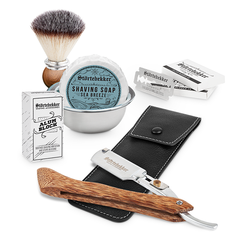 Shaving Set - Straight Razor Wood