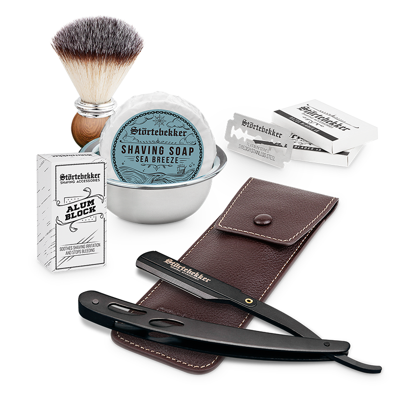 Shaving Set - Straight Razor Black