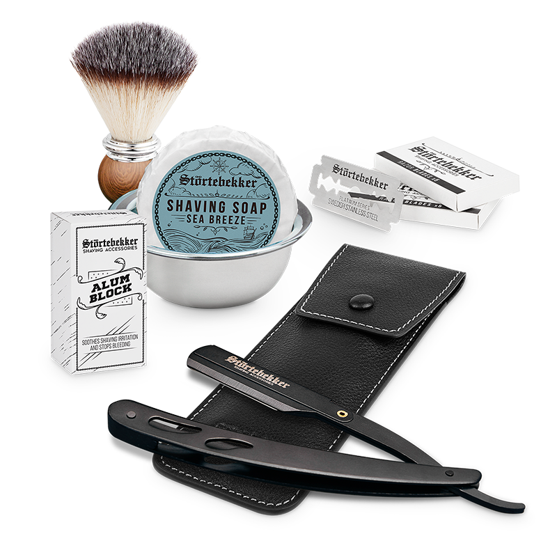 Shaving Set - Straight Razor Black