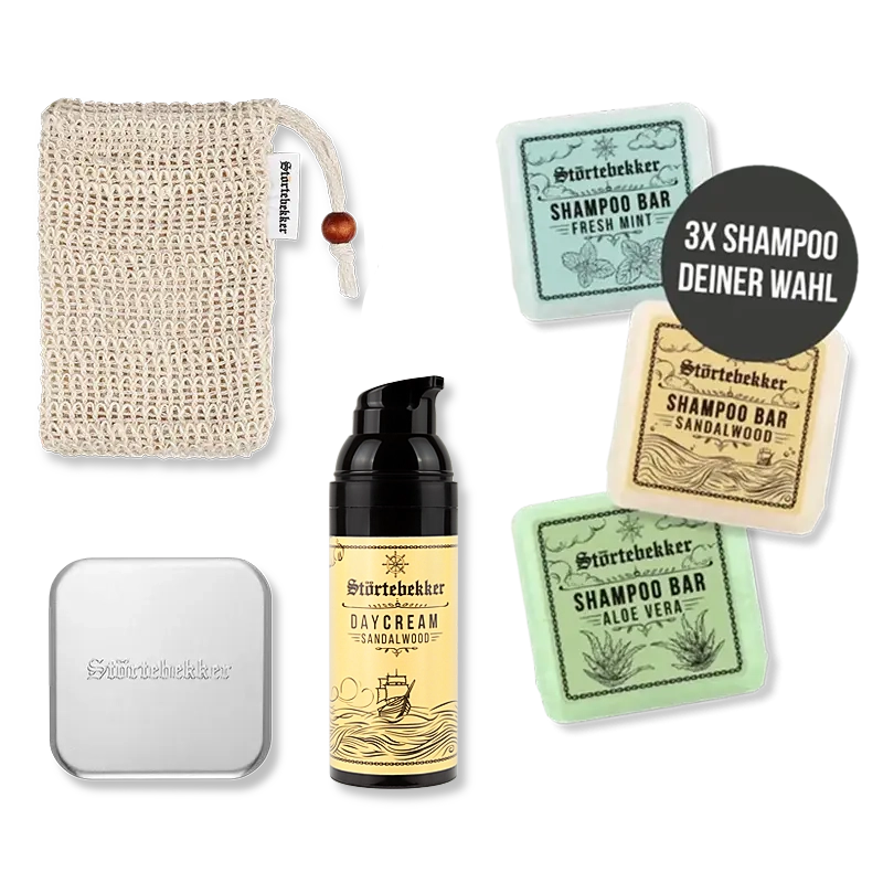 Dusch Routine Set inkl. Tagescreme - 3x festes Shampoo nach Wahl