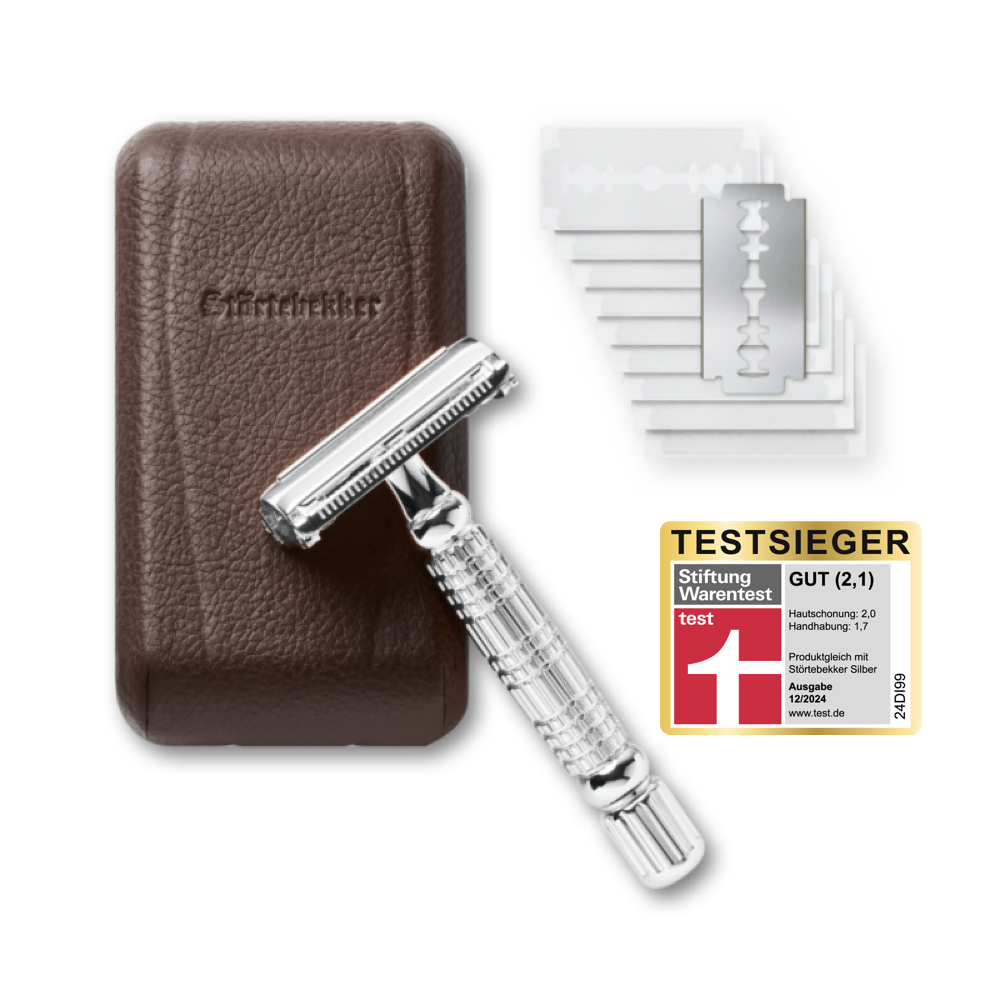 Rise ‘n’ Shine Shaving Set - Rasierhobel 'Hamburg' Silber