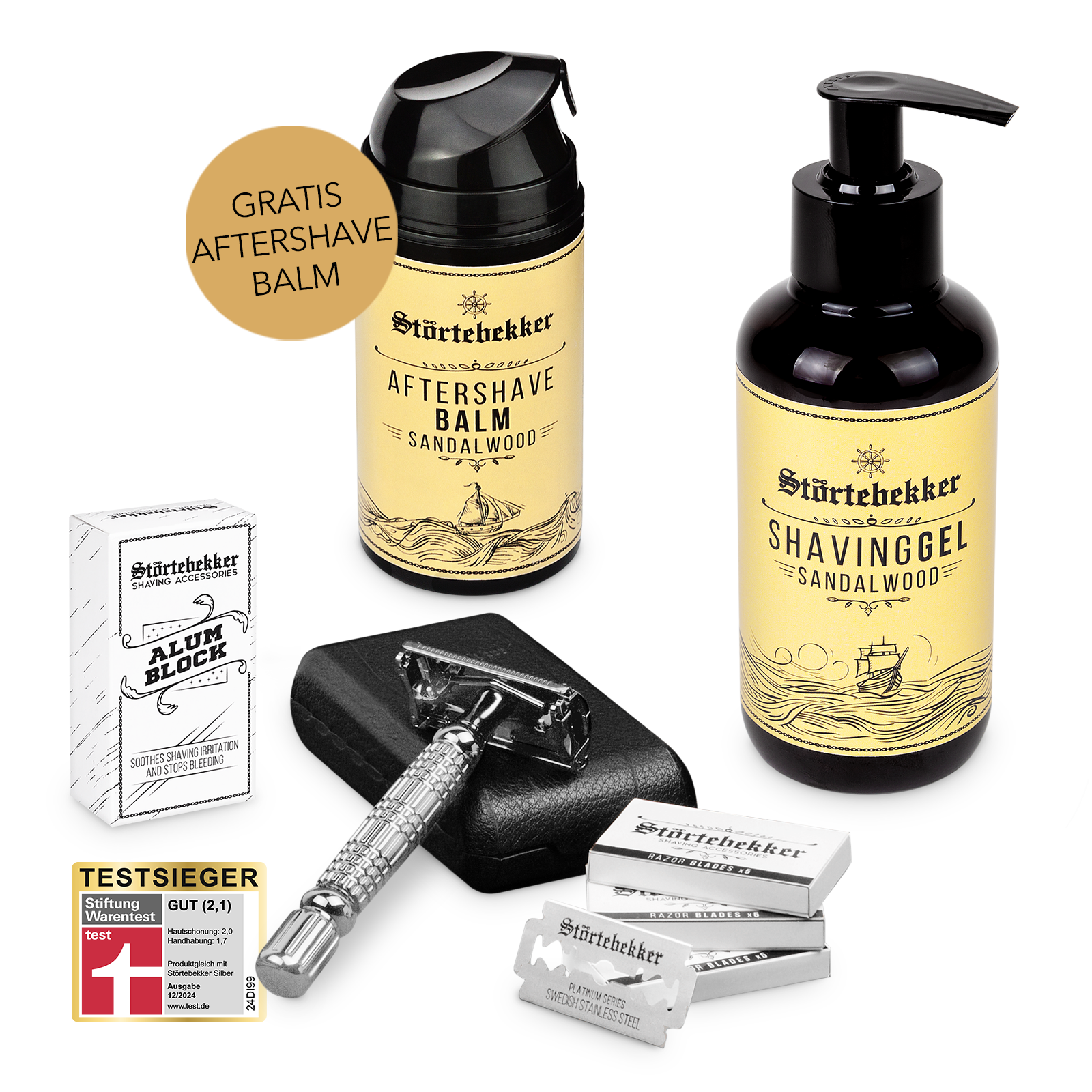 Rise ‘n’ Shine Shaving Set - Rasierhobel 'Hamburg' Silber