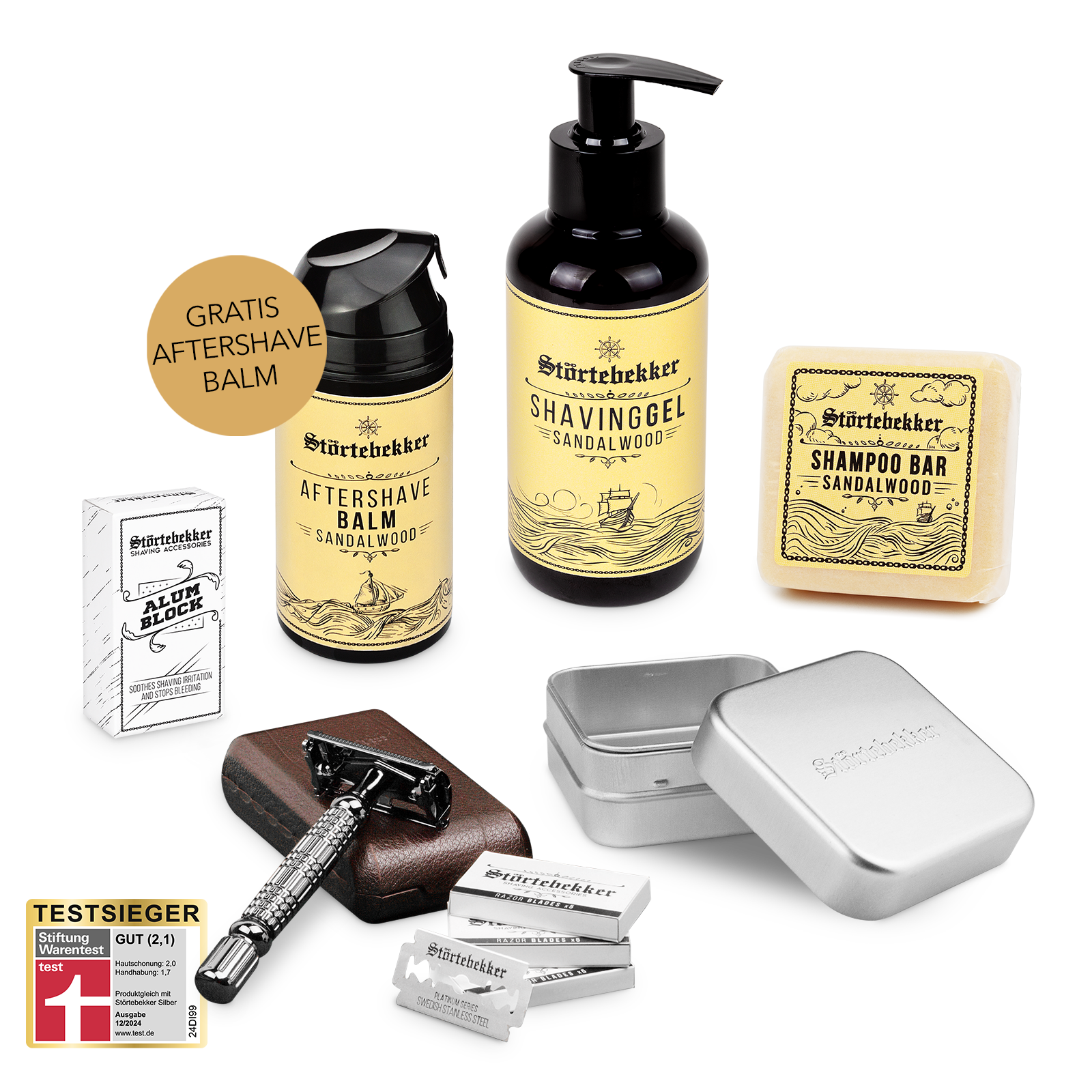 Shower & Shave Essential Set - Rasierhobel 'Hamburg' Schwarz