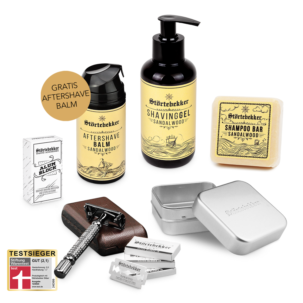 Shower & Shave Essential Set - Rasierhobel 'Hamburg' Schwarz