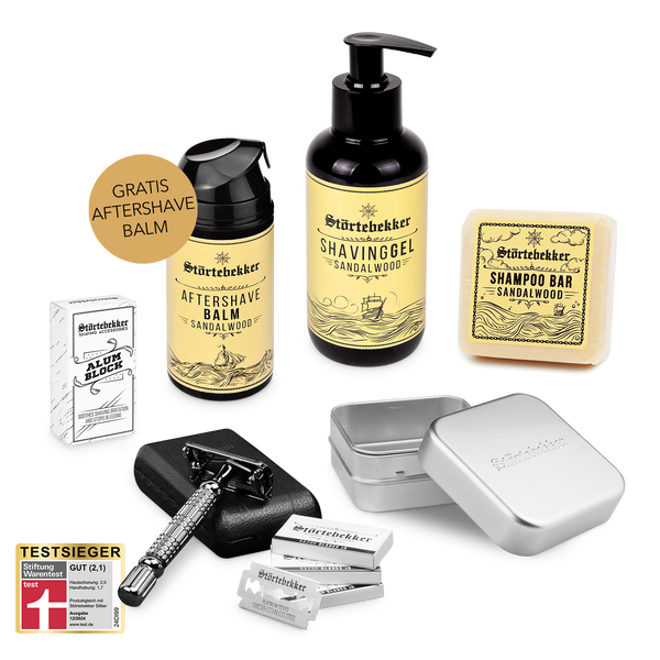 Shower & Shave Essential Set - Rasierhobel 'Hamburg' Schwarz