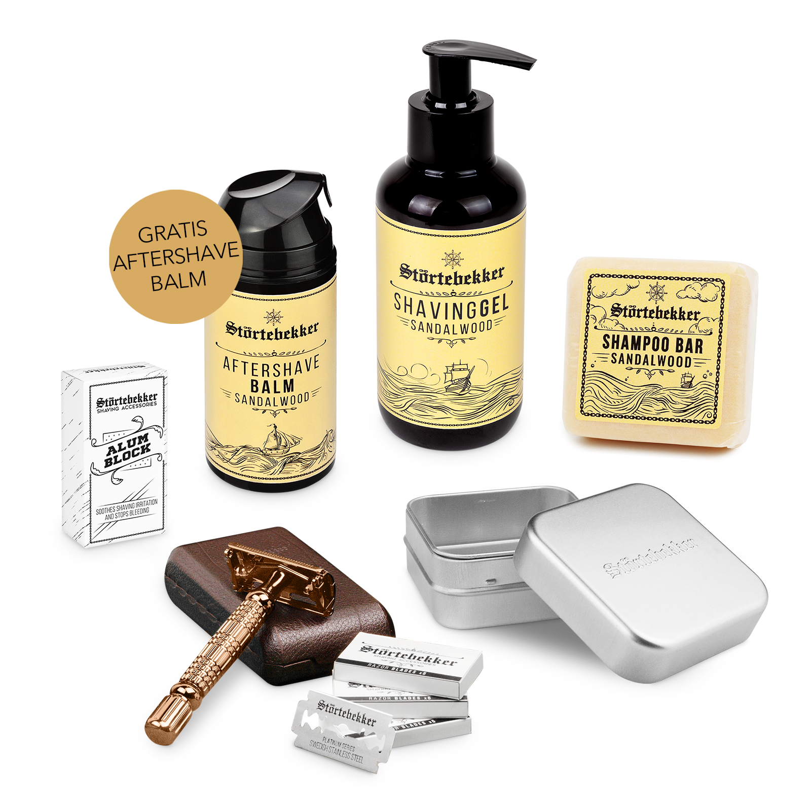 Shower & Shave Essential Set - Rasierhobel Rosé - Gold