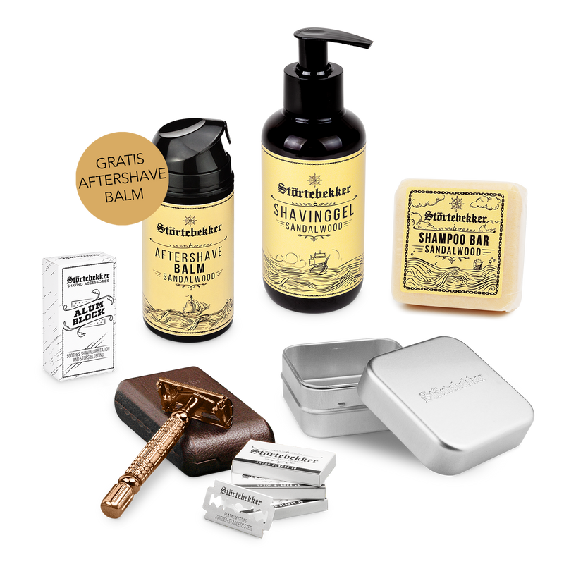 Shower & Shave Essential Set - Rasierhobel Rosé - Gold