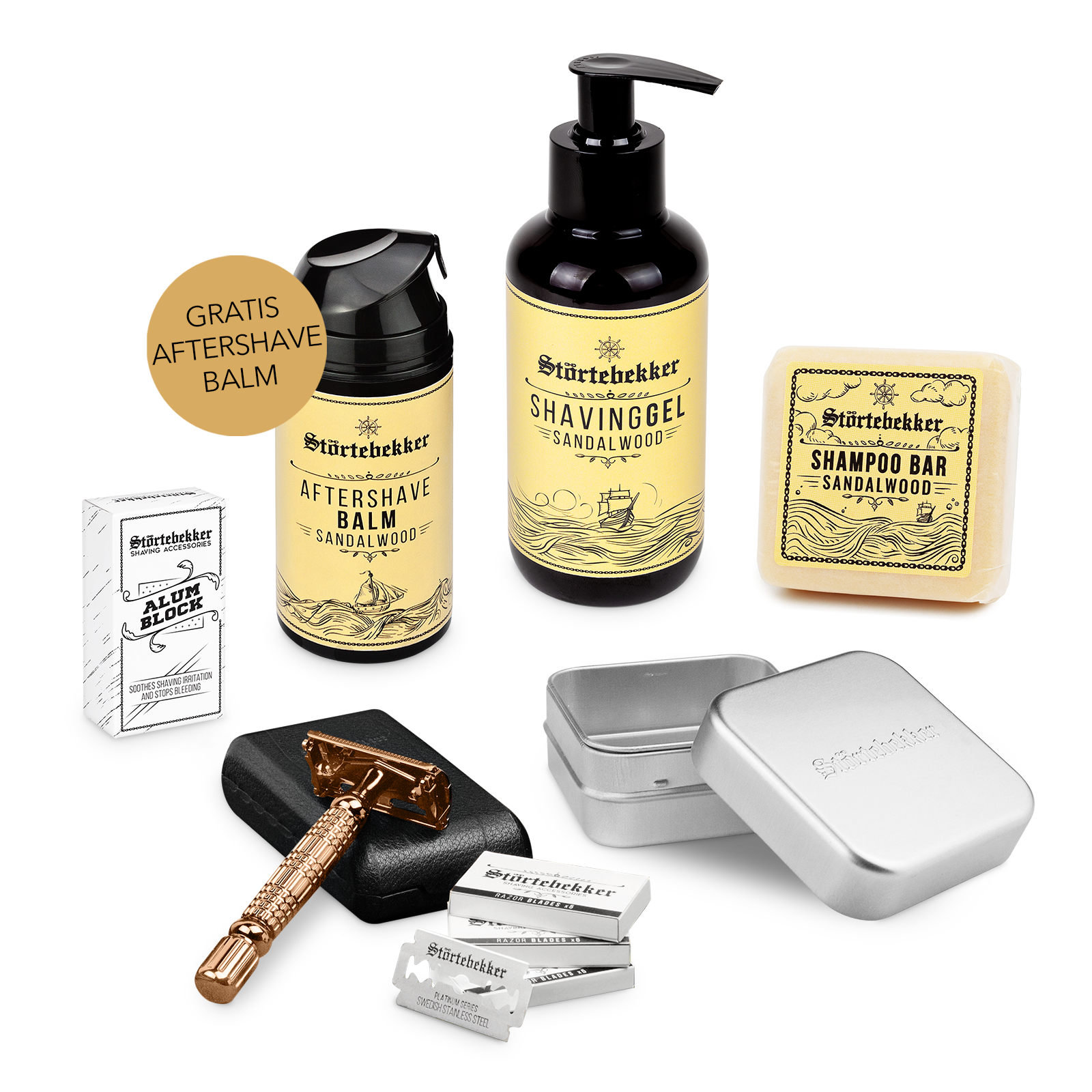 Shower & Shave Essential Set - Rasierhobel Rosé - Gold