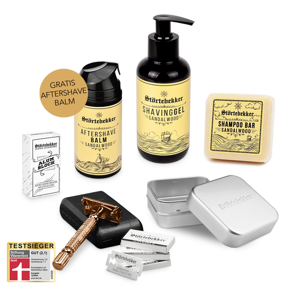 Shower & Shave Essential Set - Rasierhobel 'Hamburg' Rosé - Gold