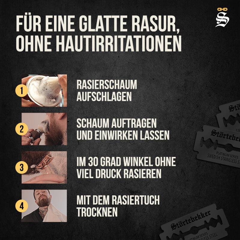 All-in-one Set Rasur & Bart - Rasierhobel 'Hamburg' Rosé - Gold