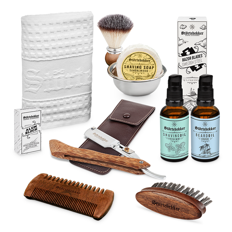 All-in-one Set Shave & Beard - Straight Razor Wood