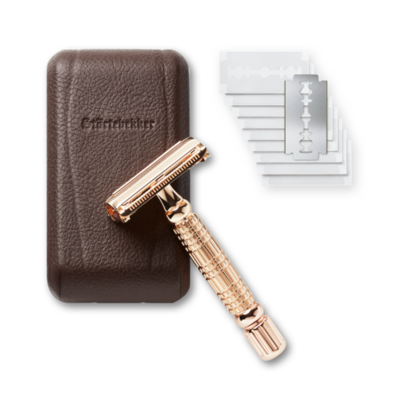 Shaving Care Set Premium - Safety Razor Rosé - Gold